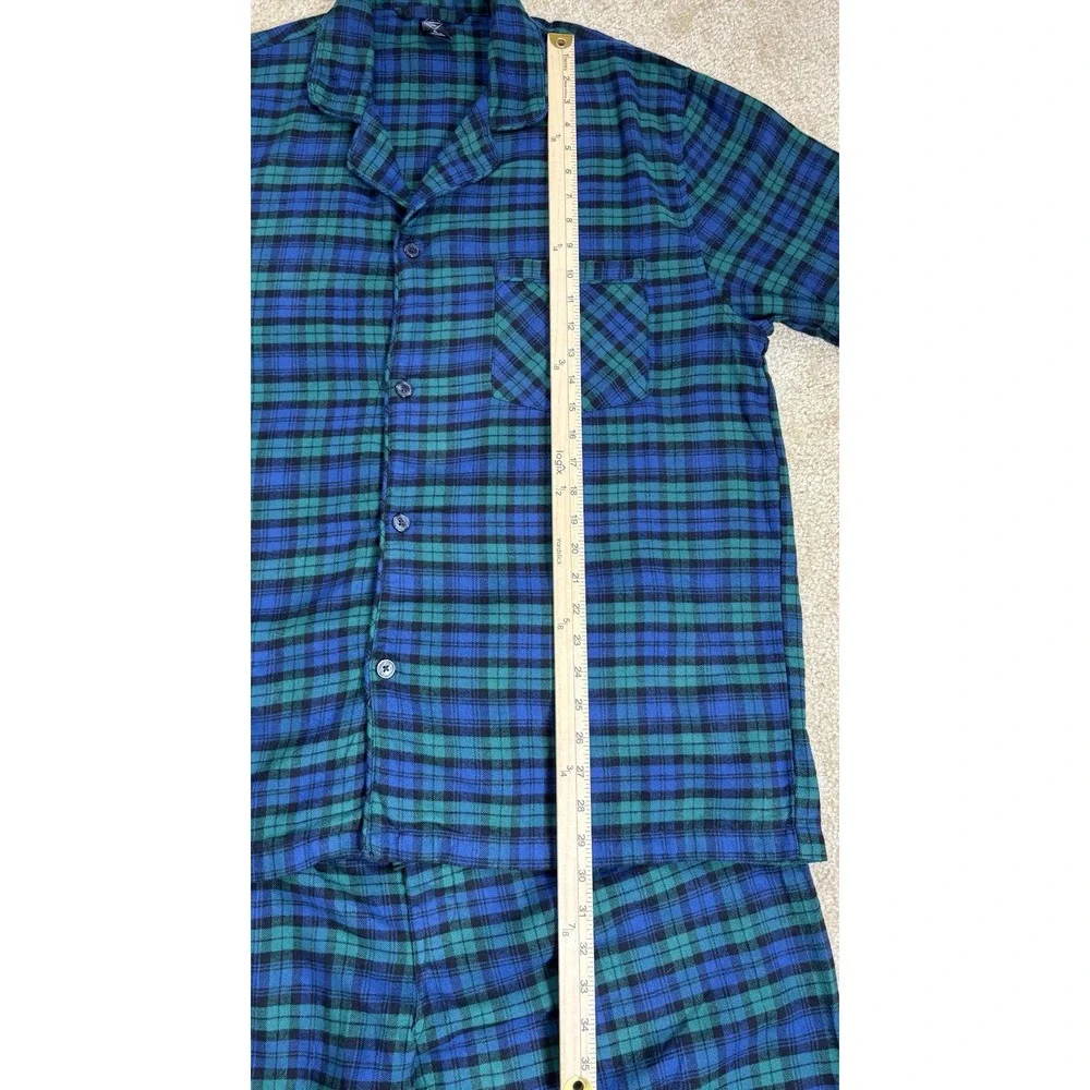 St. John's Bay Men's Flannel Pajama Set Green /Blue Plaid XL